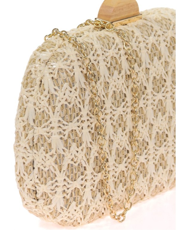 Contrast raffia clutch bag 2