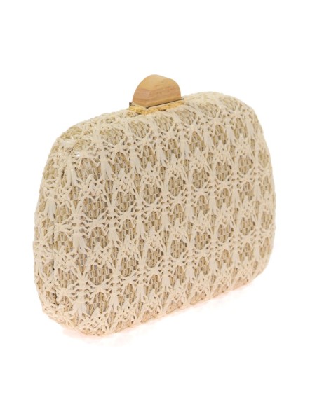 Contrast raffia clutch bag