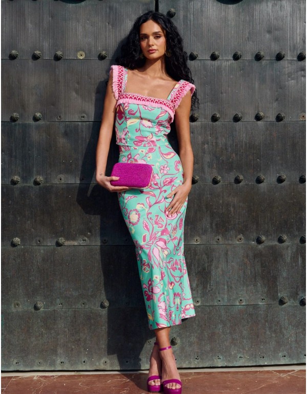 Falda midi estampada con corte evasé