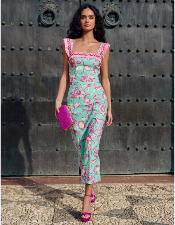 Falda midi estampada con corte evasé 2