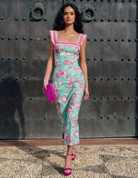 Falda midi estampada con corte evasé