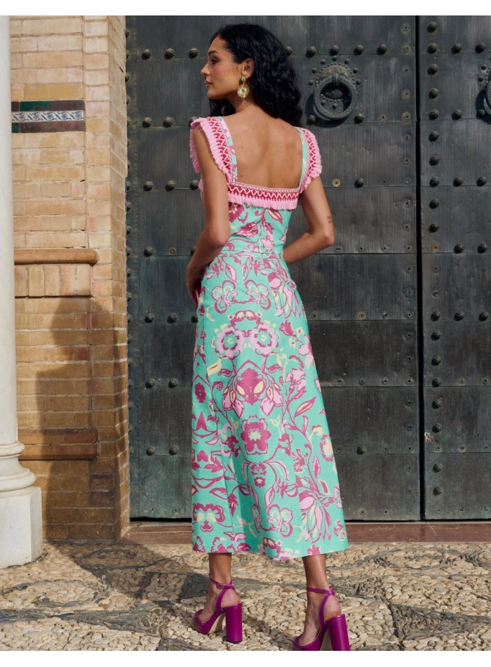 Falda midi estampada con corte evasé