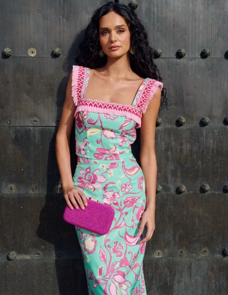 Top corto con tirantes ancho decorado y escote cuadrado