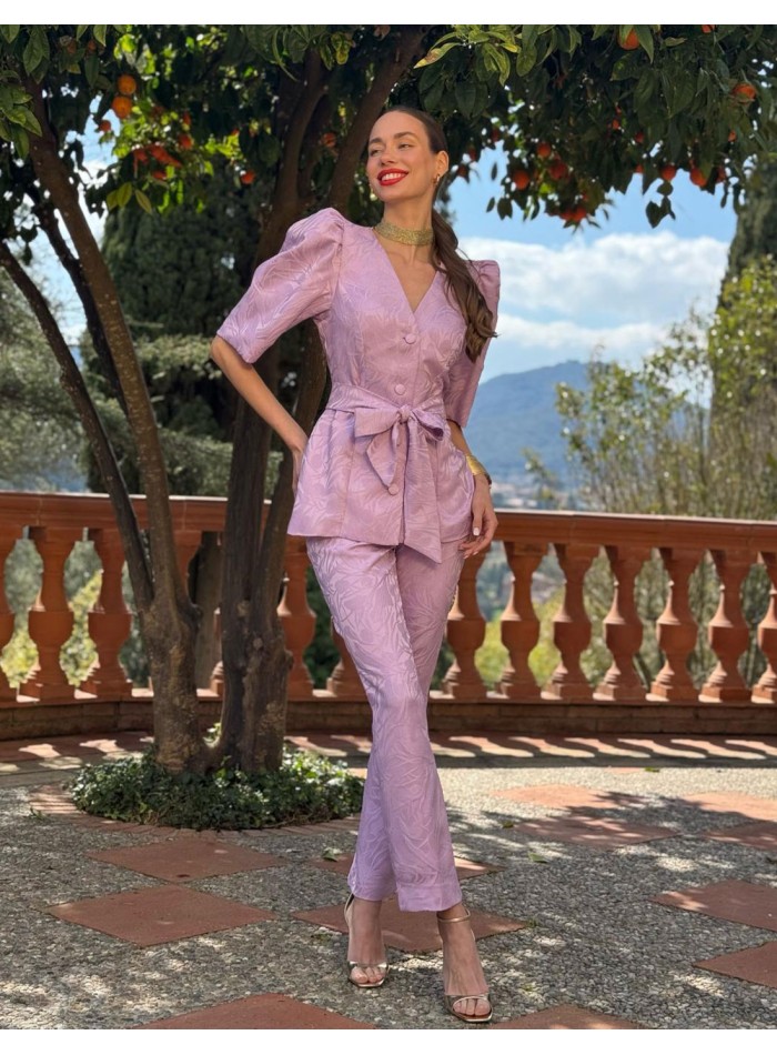 Ensemble top et pantalon à manches bouffantes