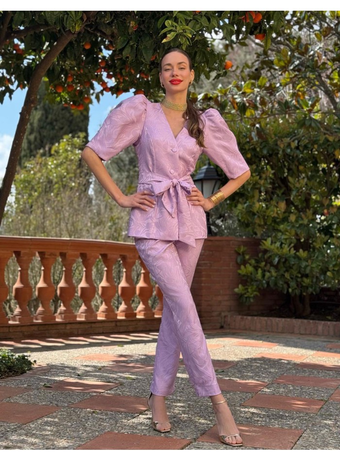 Conjunto de top y pantalón con manga abullonada mama de comunión