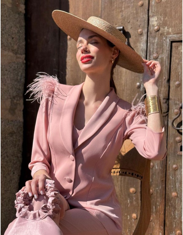 Costume veste trois pièces avec plumes 2