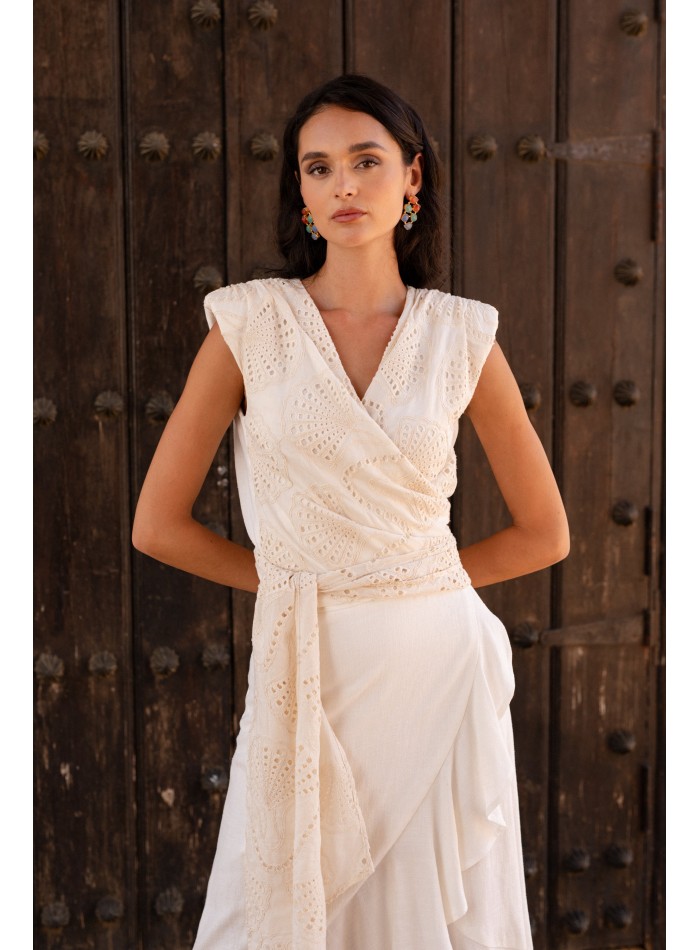 Set de communion pour mère en lin blanc