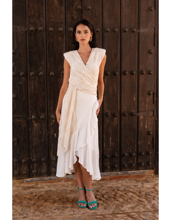 Set de communion pour mère en lin blanc