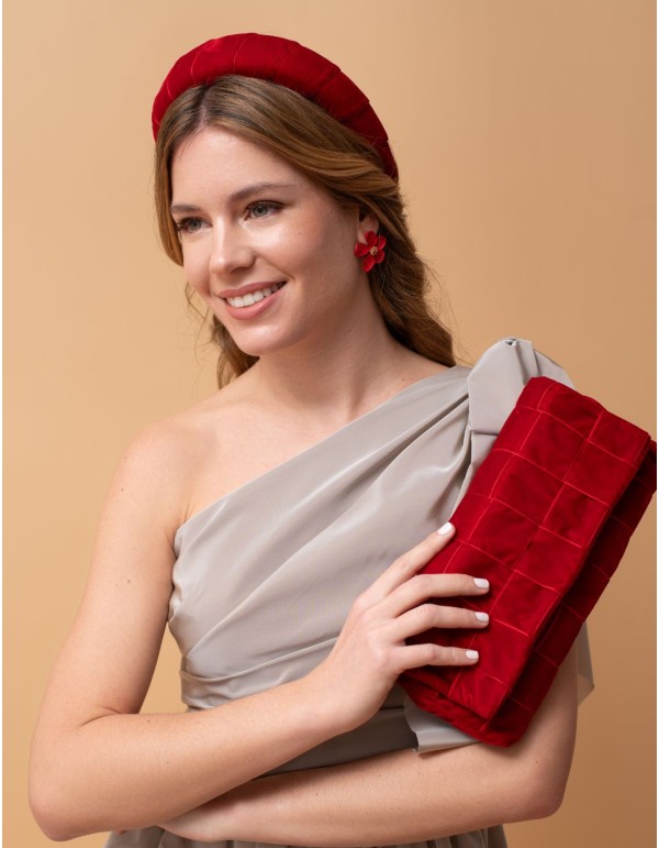 Bandeau de fête rouge avec velours entrelacé 2