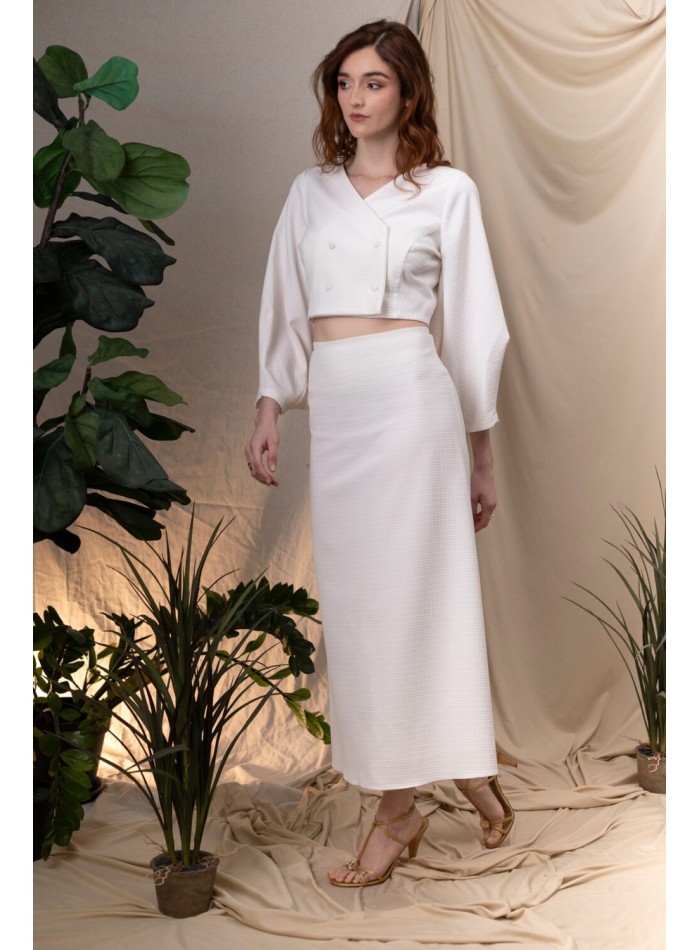 Falda midi de fiesta evasé cruda