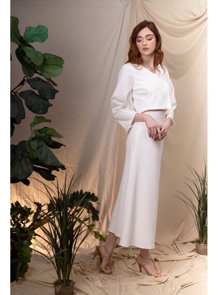 Falda midi de fiesta evasé cruda