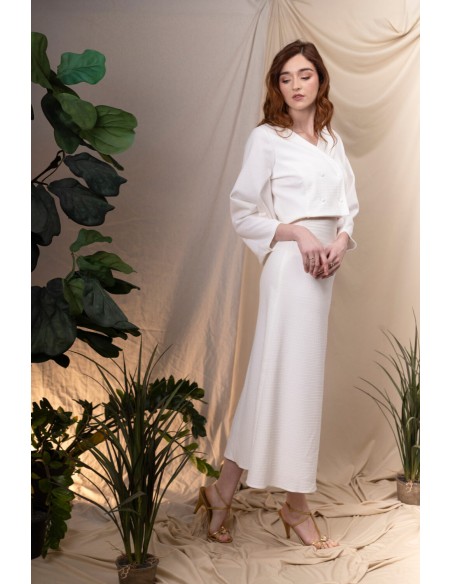 Raw evasé midi party skirt