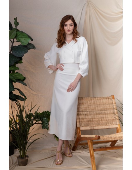 Veste courte à double boutonnage avec boutons et manches larges