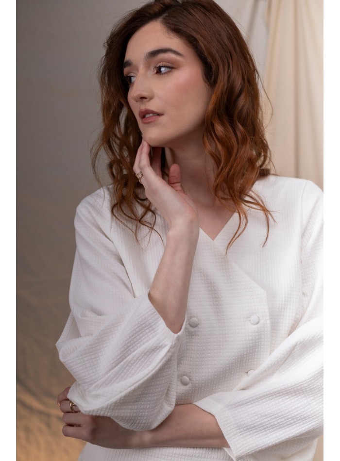 Short double-breasted jacket with buttons and...