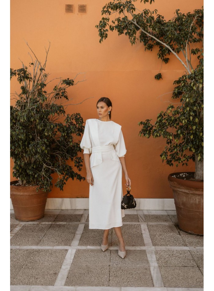 Raw flared midi skirt