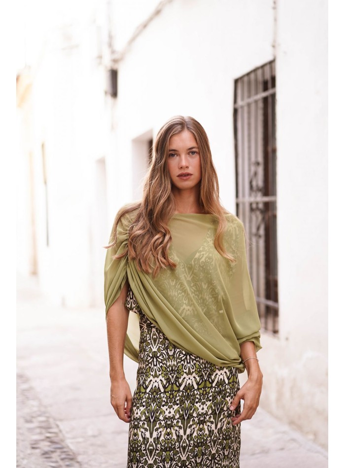 Cape en gaze vert olive