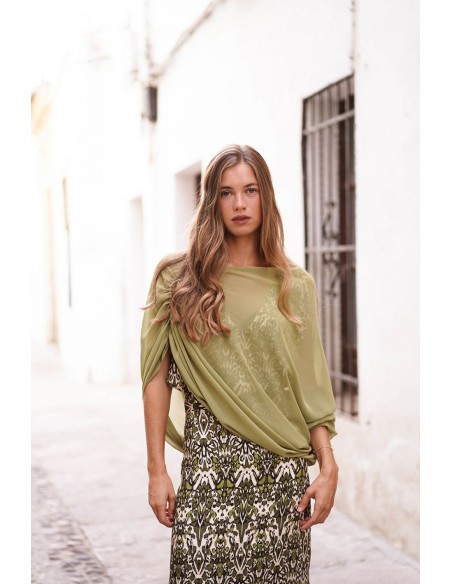 Cape en gaze vert olive