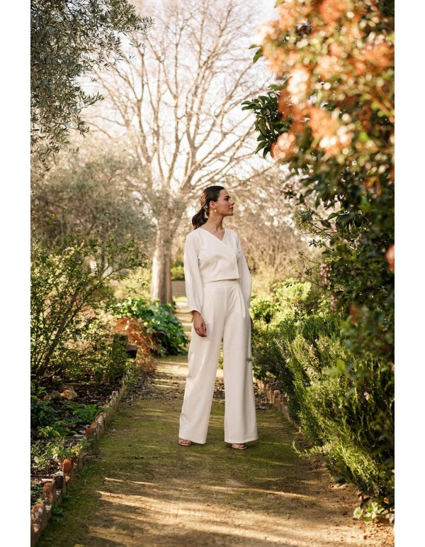 Wide, high-waisted raw long pants 2