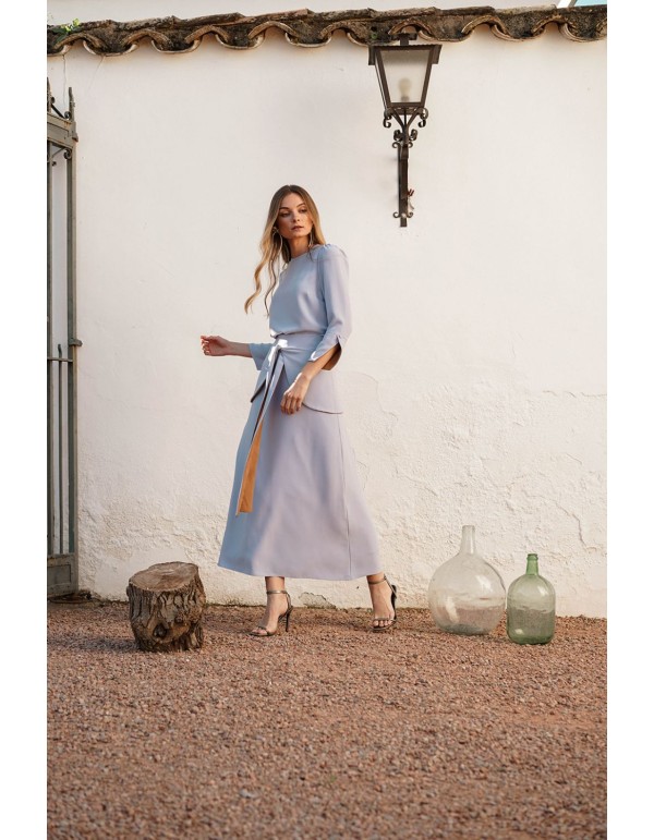 Top de couleur lavande avec manchettes 2