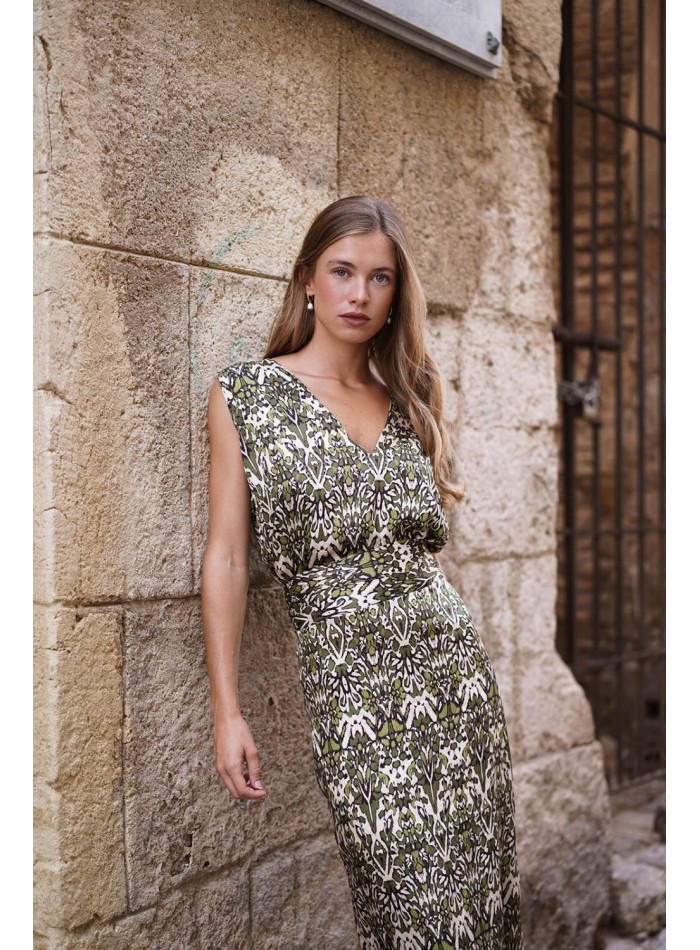 Top de tirantes estampados con escote pico para eventos