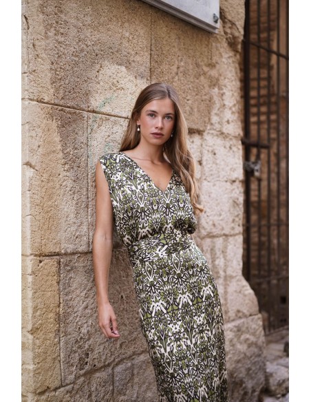 Top de tirantes estampados con escote pico para eventos