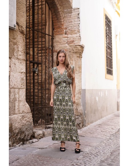 Top de tirantes estampados con escote pico para ocasiones especiales