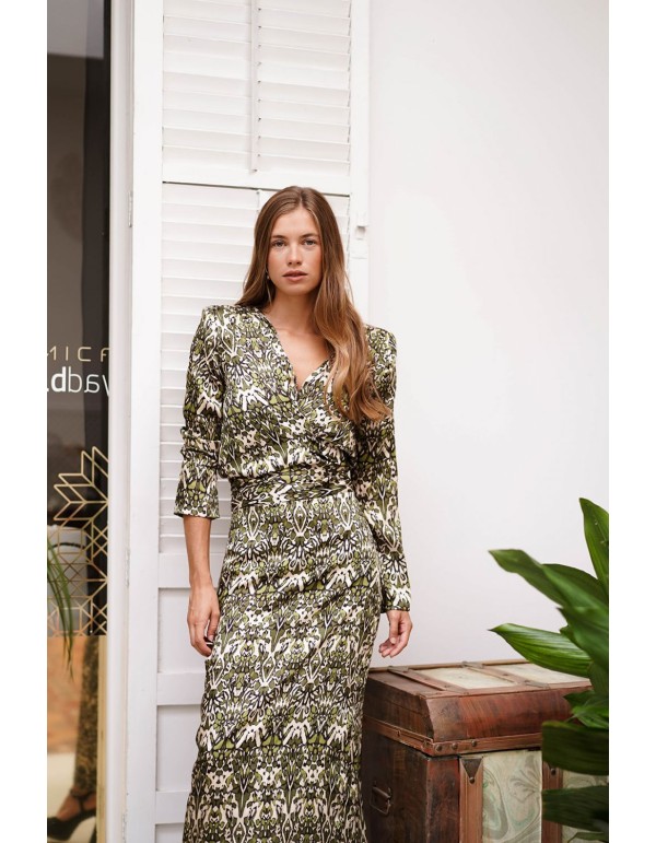 Printed top with long sleeves and knotted lacing 2