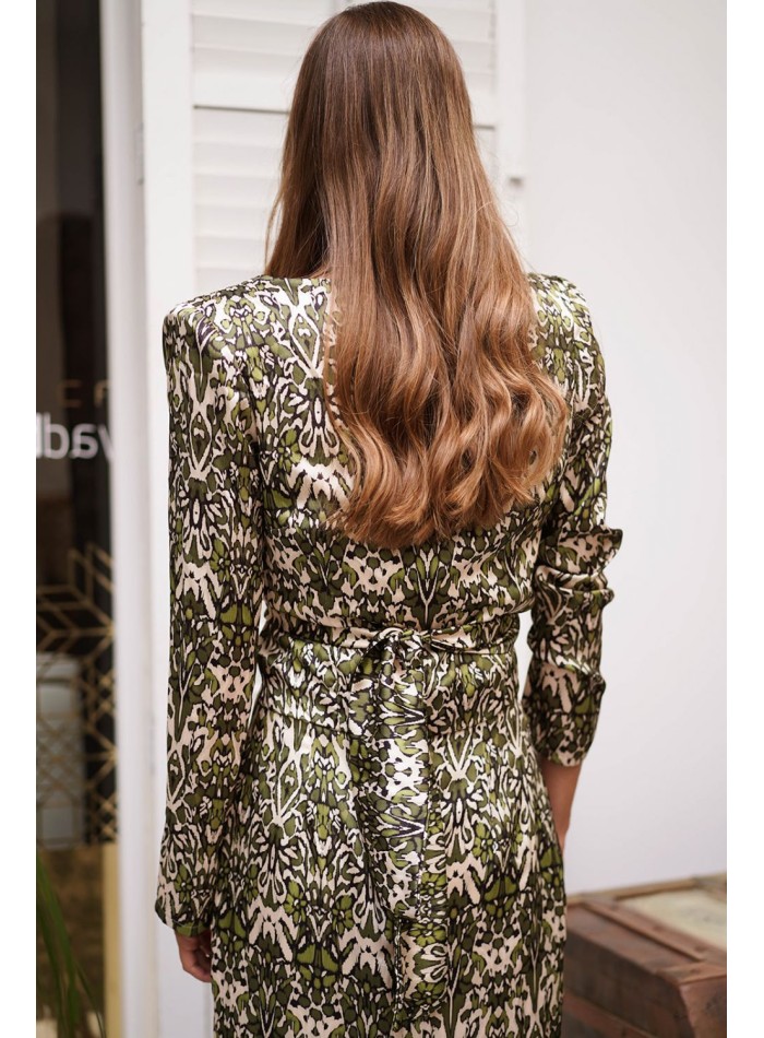 Top estampado de manga larga anudado con lazada para invitadas