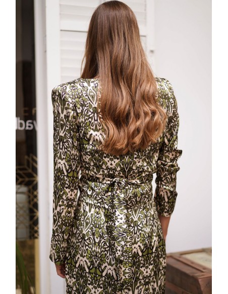 Printed top with long sleeves and knotted lacing