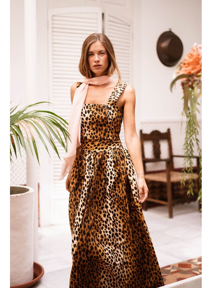 Leopard print wide straps top