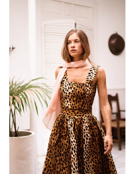 Leopard print wide straps top