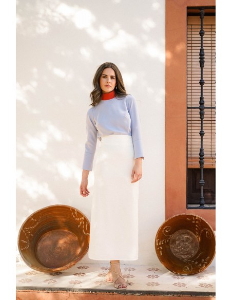 Falda midi recta blanca