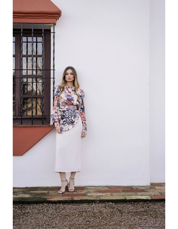 Falda midi recta blanca 2