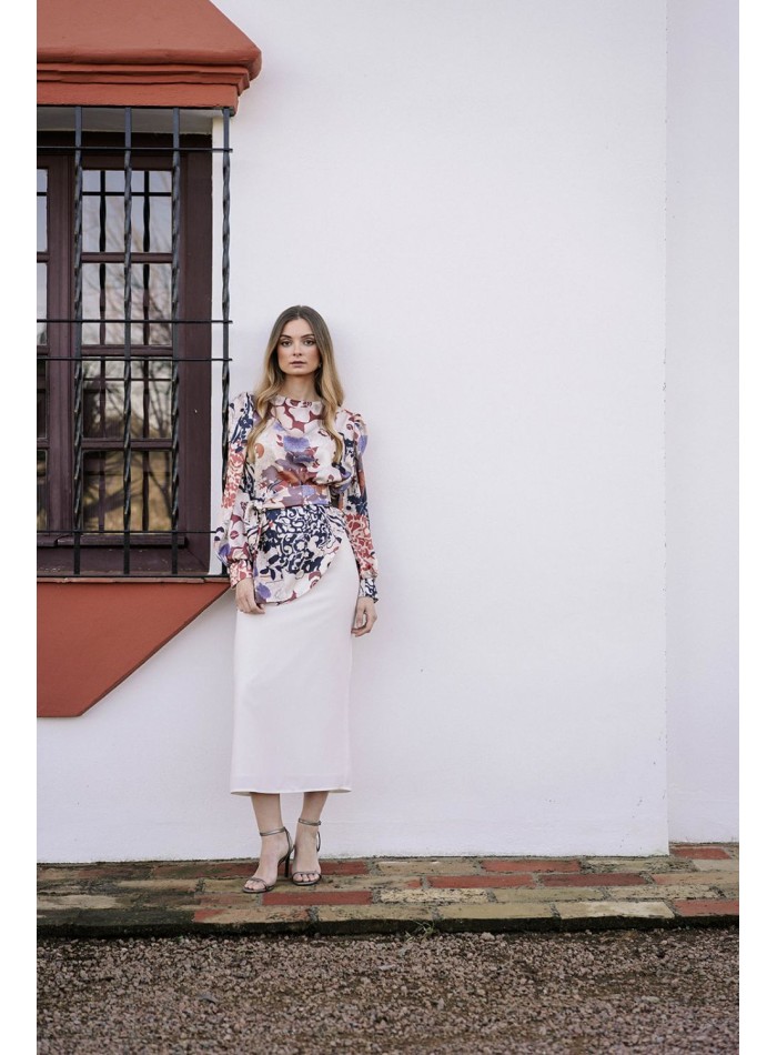 Falda midi recta blanca