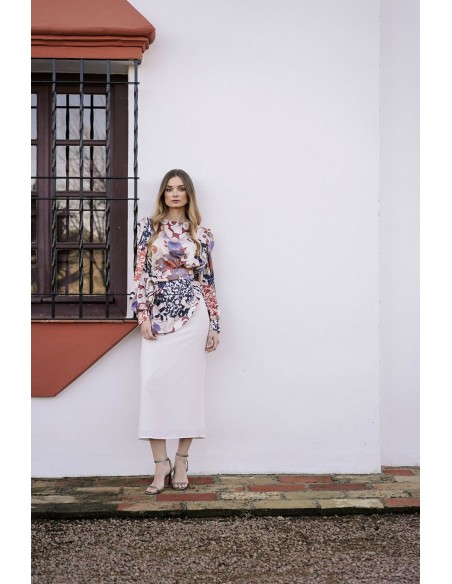 Falda midi recta blanca