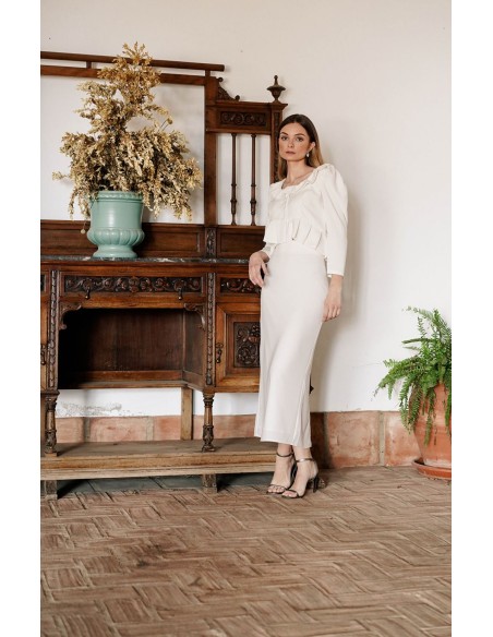 Falda midi recta blanca