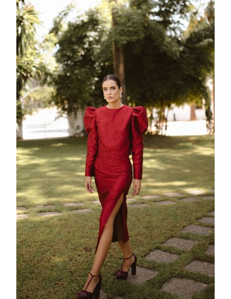 Floral brocade midi skirt for guests