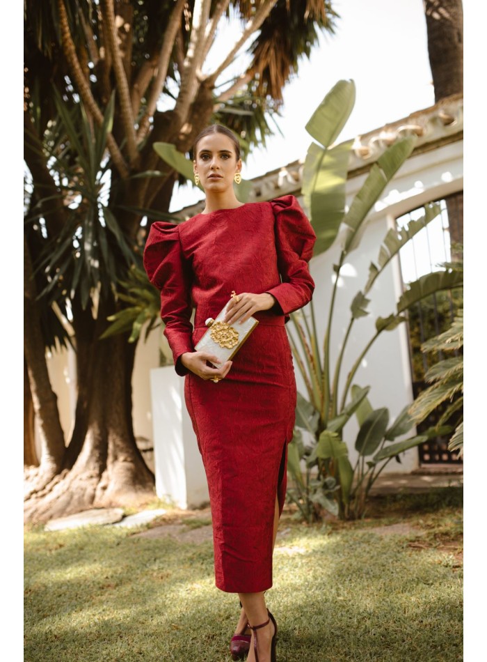 Floral brocade midi skirt for guests