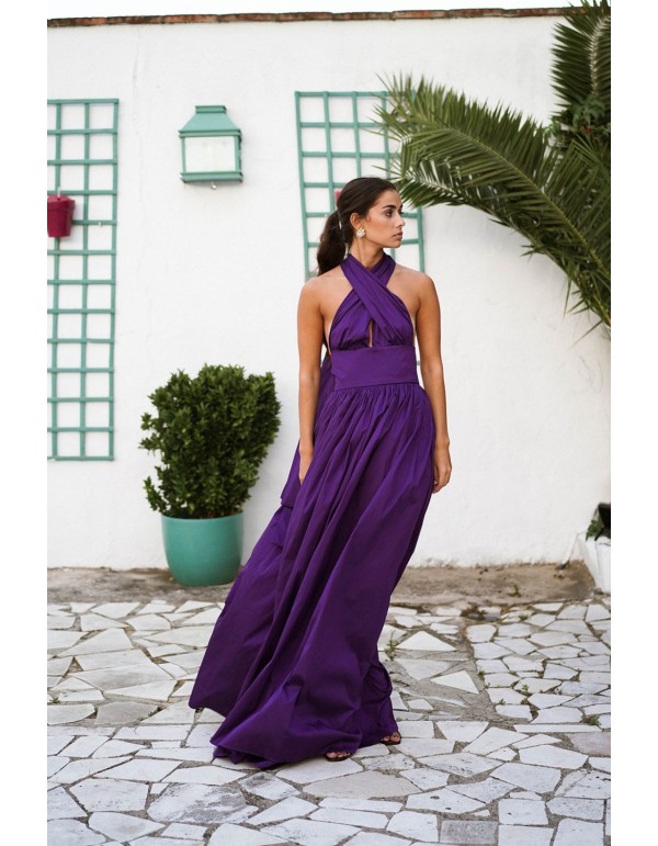 Long purple dress with maxi skirt and multiposition top 2