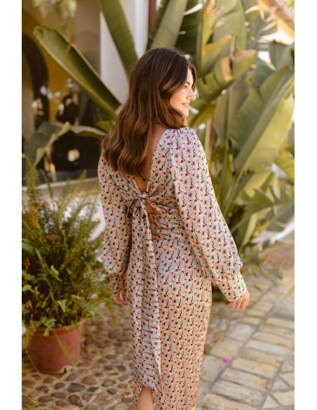 Top multicolore à imprimé géométrique et manches longues