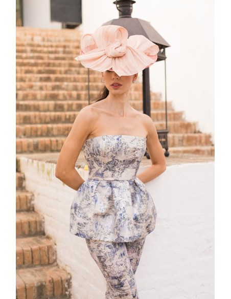 Top peplum palabra de honor en brocado para eventos