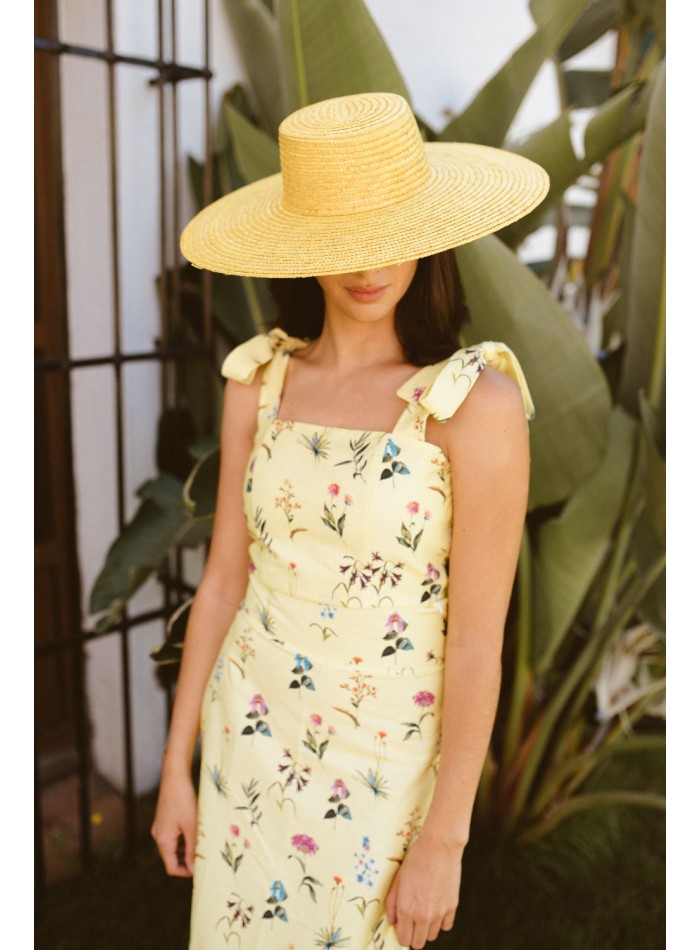 Top jaune à imprimé floral et laçage