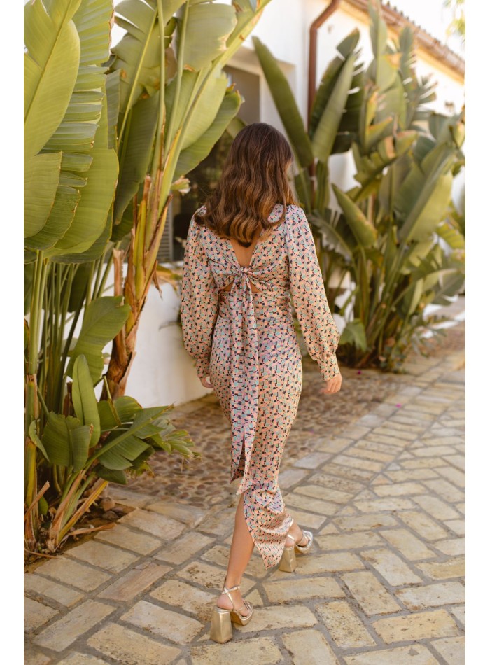 Falda midi de fiesta estampada con abertura trasera para ocasiones especiales