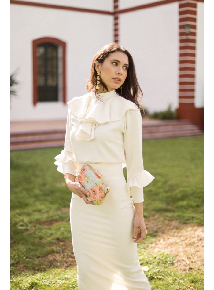 Raw party midi skirt with back slit