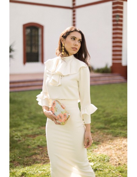 Raw party midi skirt with back slit