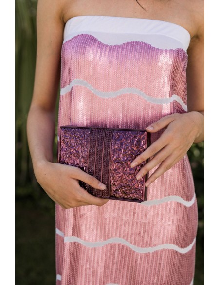 Vestido de fiesta midi estampado de lentejuelas rosa para comuniones