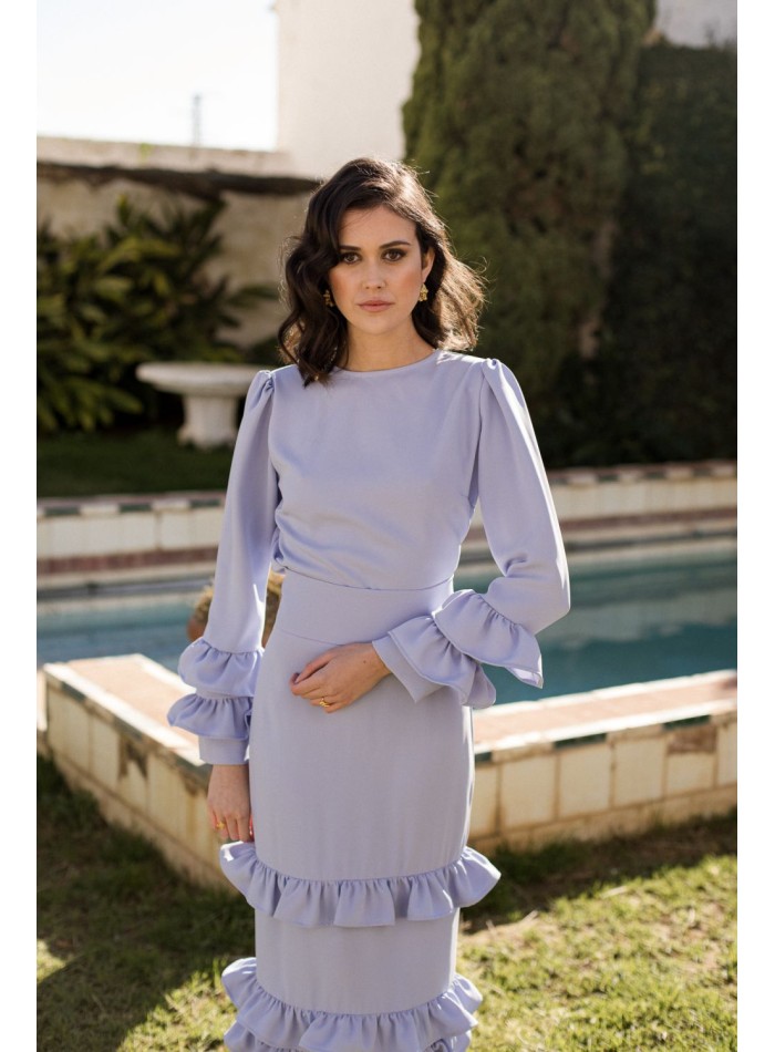 Light blue party blouse with long sleeves and...