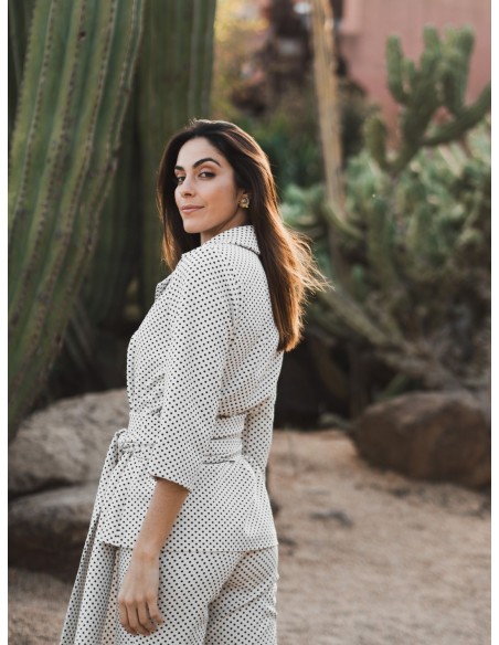 Crossed jacket with polka dot print