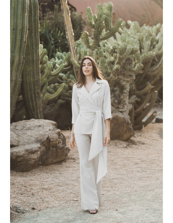 Pantalon évasé avec imprimé à pois