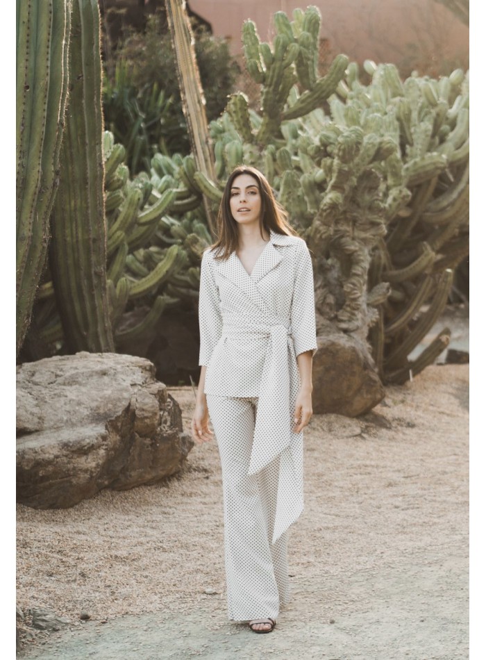 Pantalon évasé avec imprimé à pois